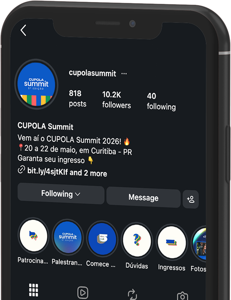 Mockup do Instagram do CUPOLA Summit